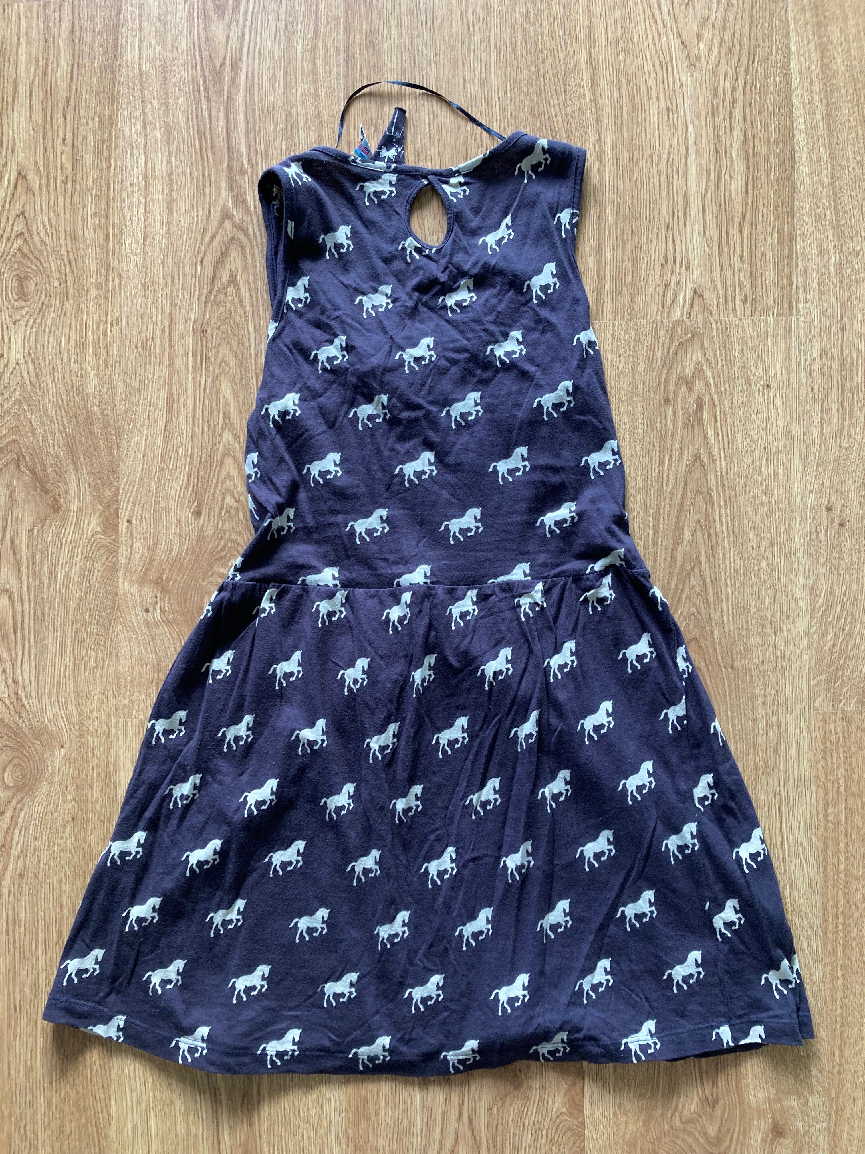 Sukienka 38 DenimCo konie kołnierzyk 100% bawełna