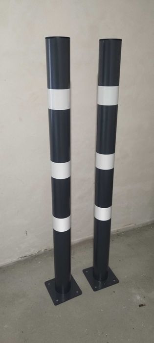 SŁUPEK parkingowy 100 cm x Ø60 grafitowo-biały z podstawą