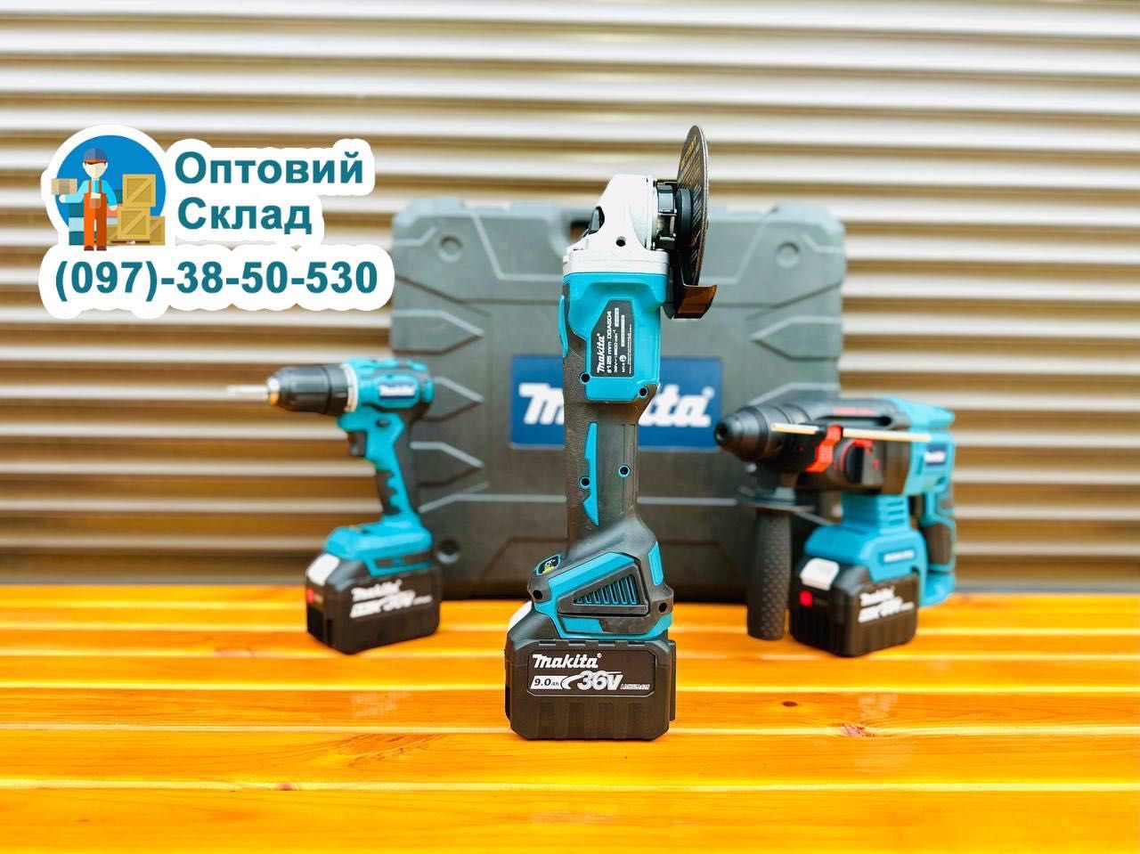 Набор Makita 3/1 Болгарка DGA504 + Шуруповерт DDF484 Перфератор DHR202