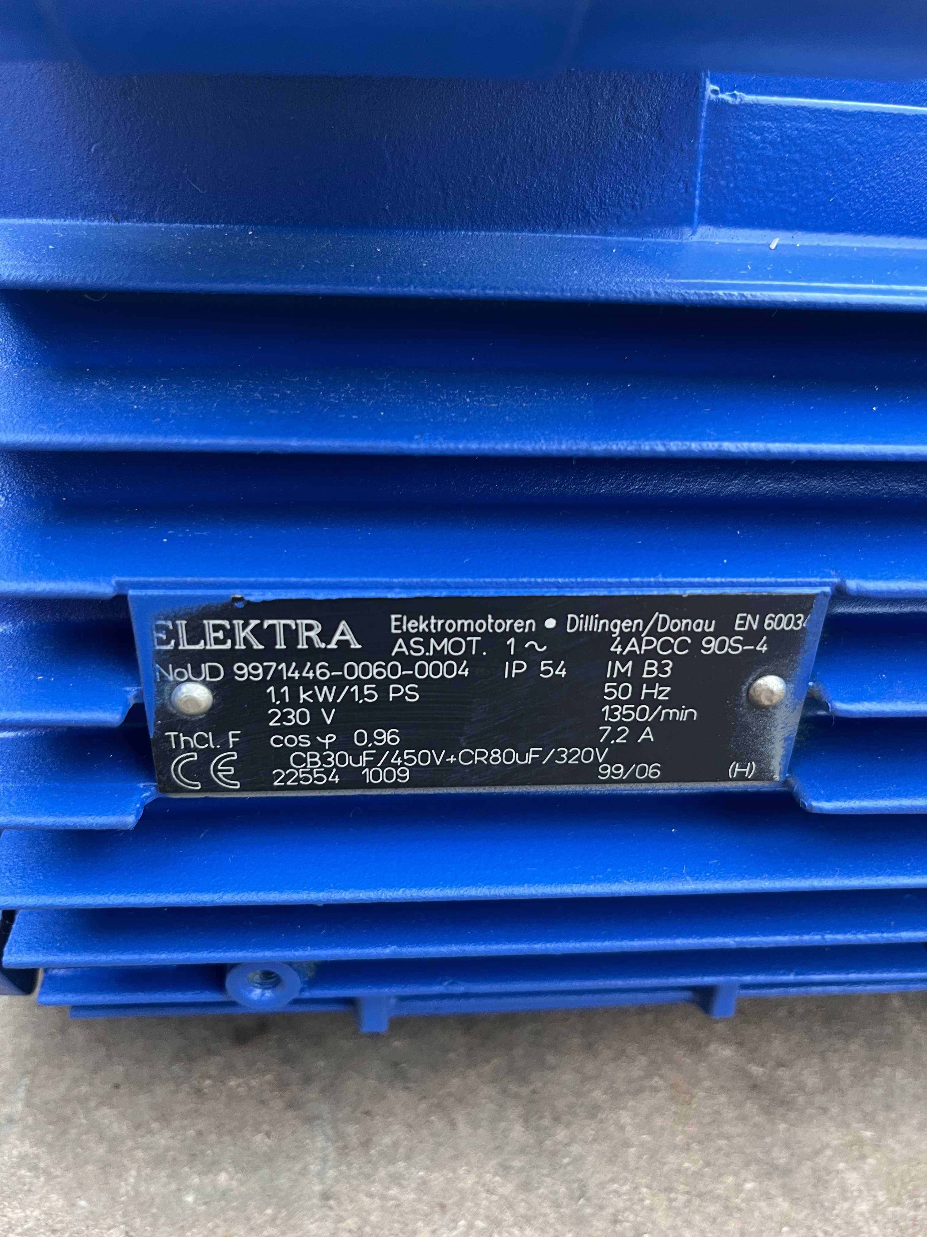 Silnik elektryczny ELEKTRA 1.1kW 1350 obr/min, 230V, Nowy