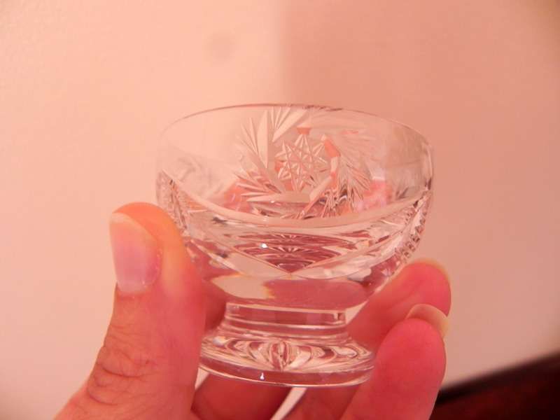 Conjunto antigo, Cristal de Boémia, garrafa e copos