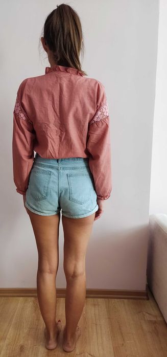 Koszula z długim rękawem w kolorze brudnego różu, rozmiar XS/S