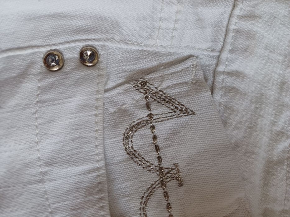 Białe spodnie Denim Us Miss rybaczki r. 36 długość 3/4 tube slim jeans