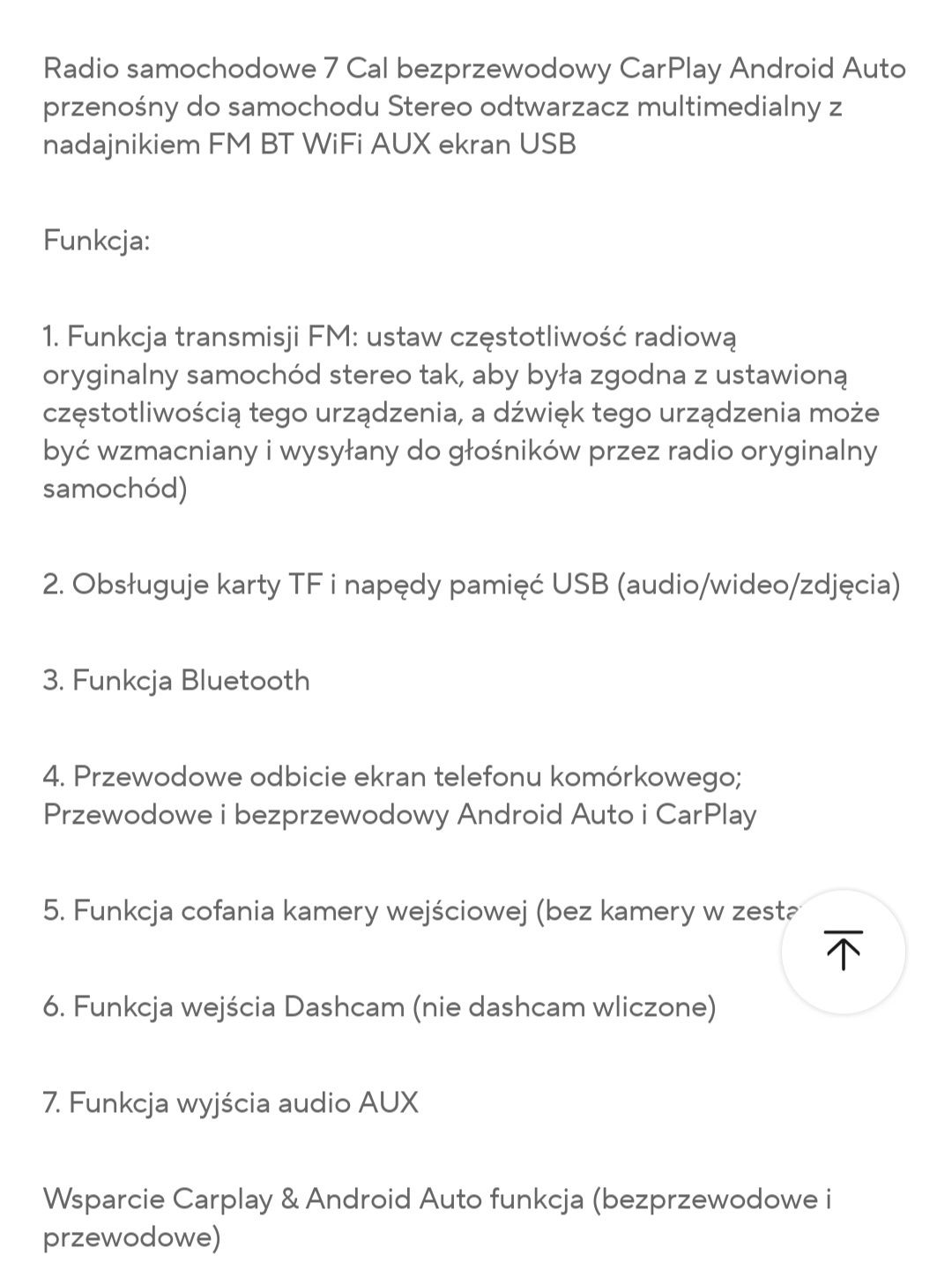 Radio android 7" uniwersalne multimedialne Carpley Android auto