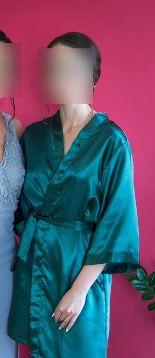 Szlafrok ślubny Bride Panna Młoda - butelkowa zieleń