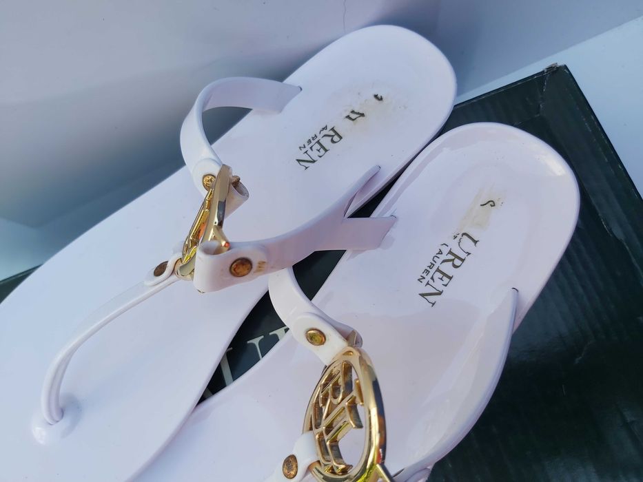 Ekskluzywne sandały japonki RALPH LAUREN białe 40.5