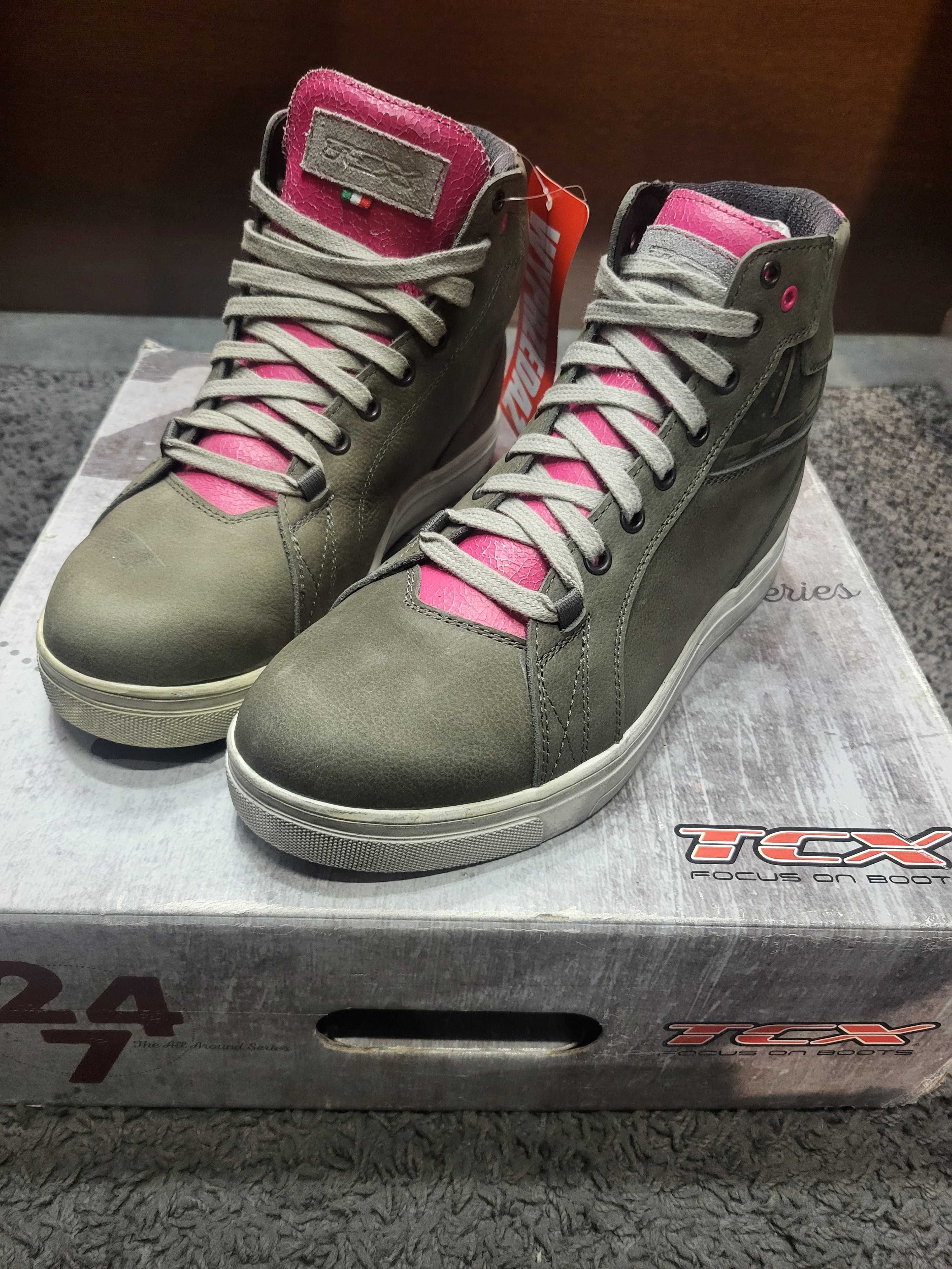 Buty motocyklowe Damskie firmy TCX Street Ace Lady Grey Fuscia 38 Nowe