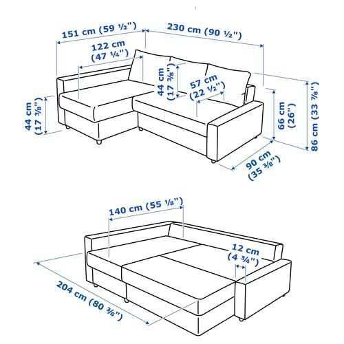 rezerwacja sofa, narożnik rozkładany z funkcją spania Ikea FRIHETEN