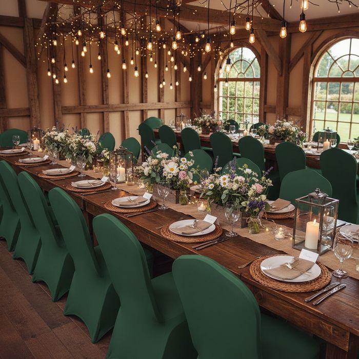 Beżowe pokrowce na krzesła elastyczny materiał