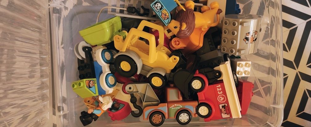 Zestaw klocków Dla Dzieci KIocki Lego Duplo 10kg + Pojemniki + Tory +