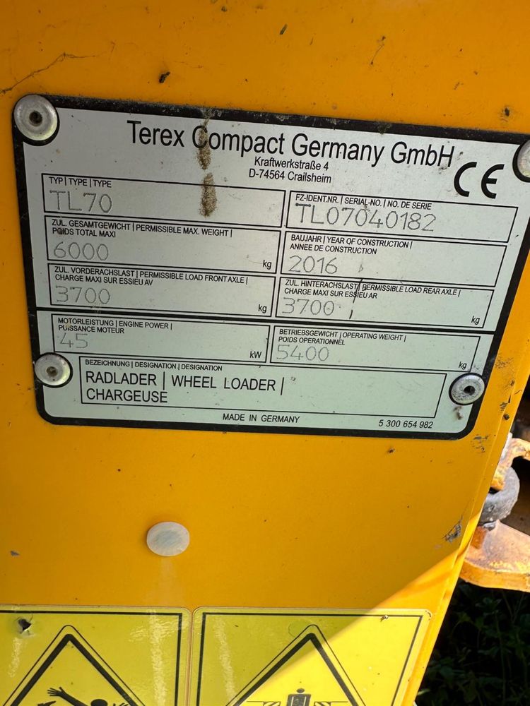 Ładowarka Terex TL 70 s świeżo spr z Francji  2016r 2,3 MG