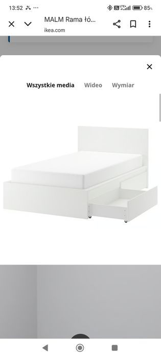 Rama łóżka Ikea malm 120 z szufladami