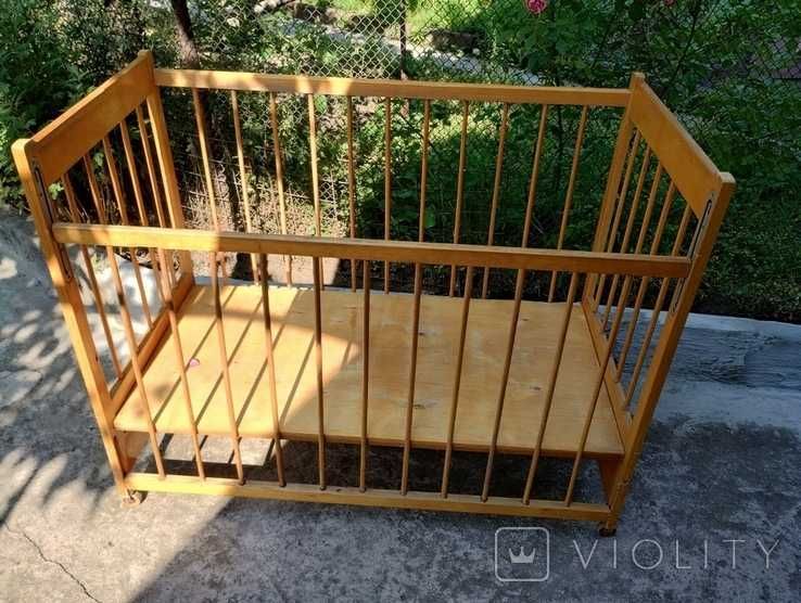 Дитяче ліжко з дерева - нова фурнітура, пофарбоване (СРСР)