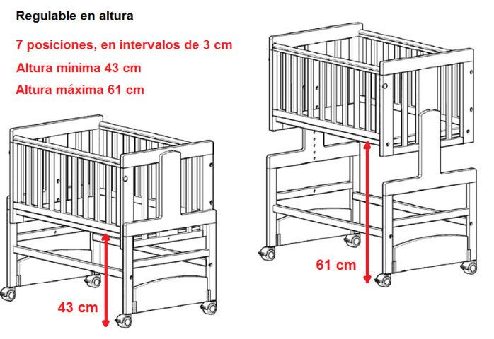 BOLON BOLON, Drewniana kołyska dla niemowląt, 85 x 53 x 80/104 cm