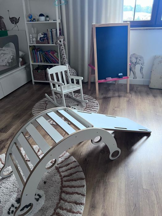 Zestaw bujak, ślizgawka, drabinka i poduszka