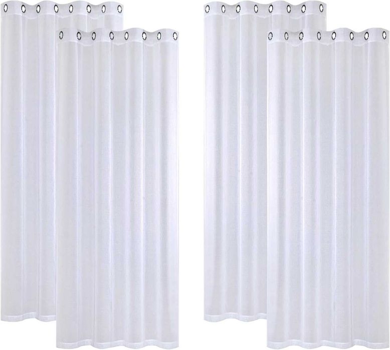 MIULEE Zasłony Woalowe Przezroczyste 4x 140x225 cm Białe Przelotki