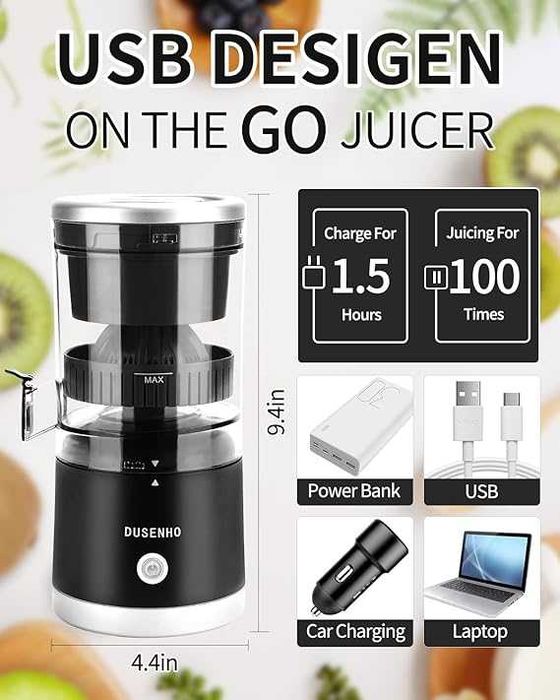 Elektryczna wyciskarka - sokowirówka do cytrusów ładowanie przez USB