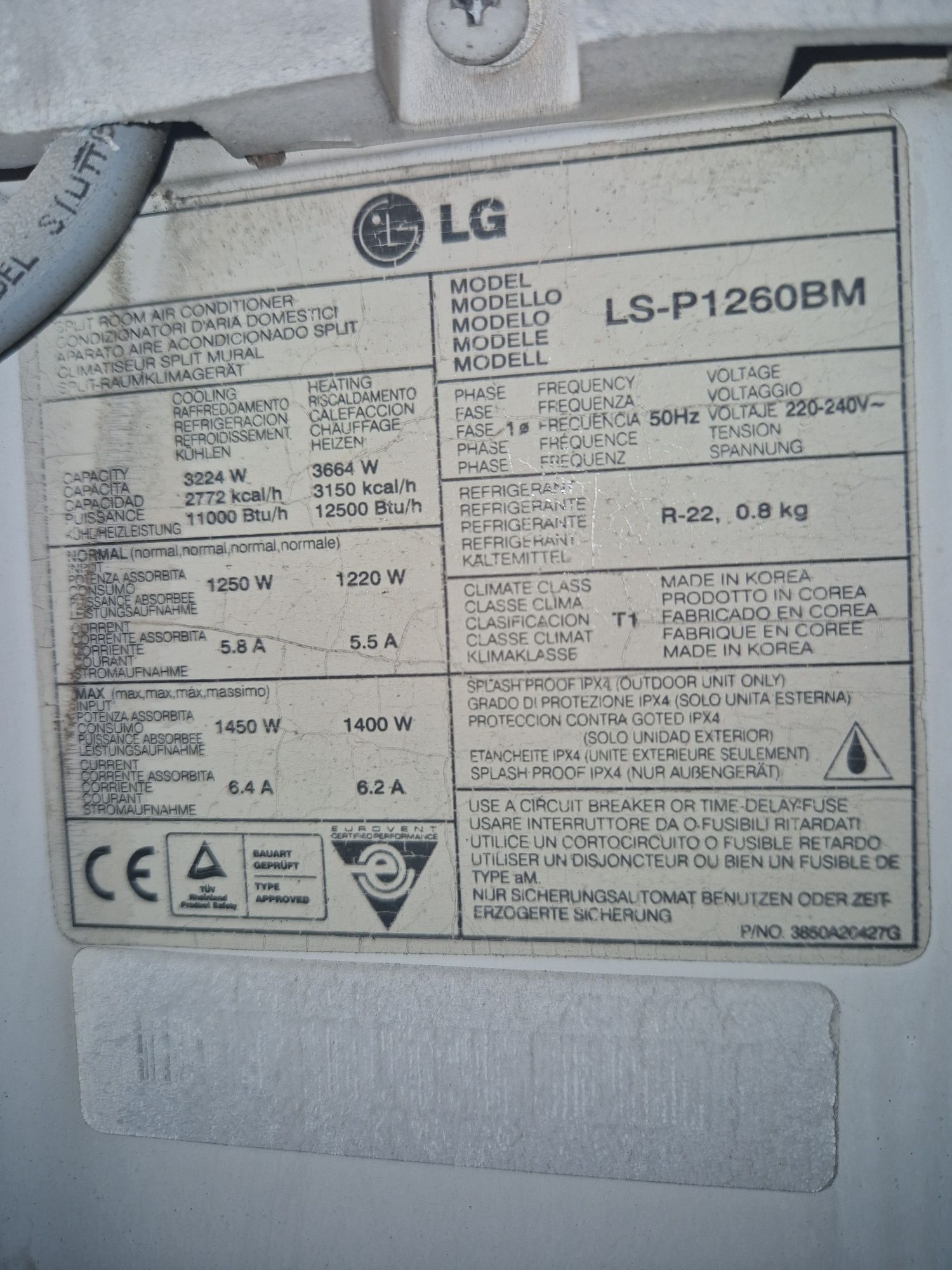 Ar condicionado LG 12000btu's