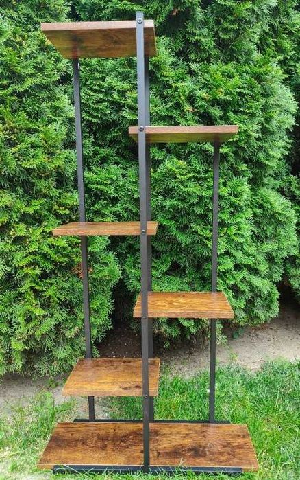 Kwietnik Metalowy Stojący Półka na Kwiaty Rustykalna Wysoka 113x60cm