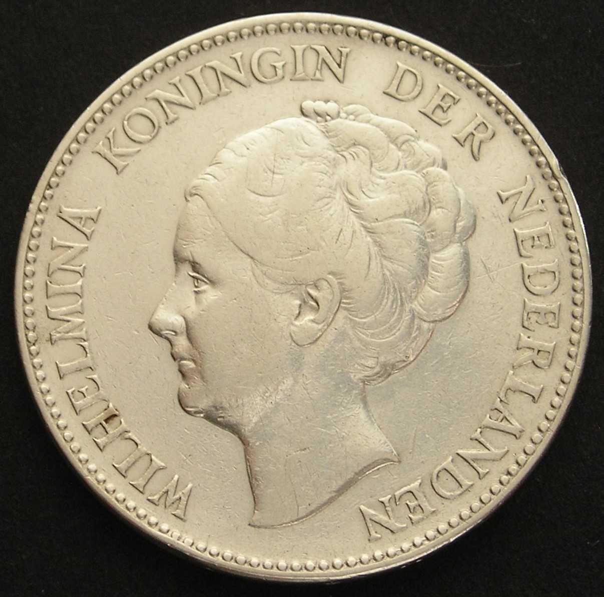 Holandia 1 gulden 1930 - królowa Wilhelmina - srebro