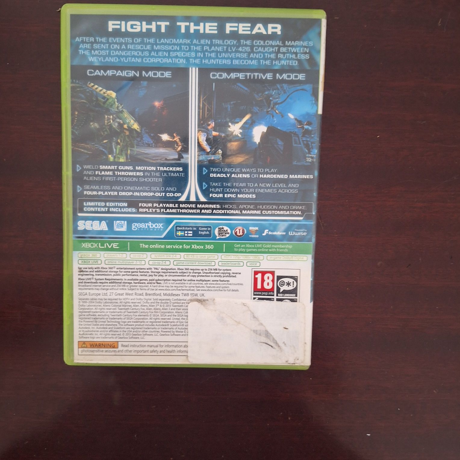 Alien para xbox 360 em muito bom estado.