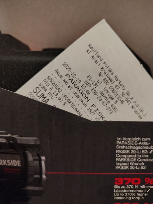 Parkside Performance klucz udarowy 20V nowy z paragonem walizka