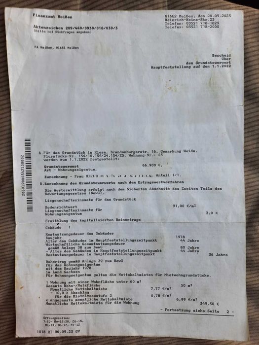 Продається своя 2 кімн. кв. у Німеччині (01587 Riesa)