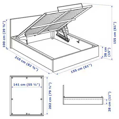Łóżko IKEA MALM podnoszone z pojemnikiem,rozm 140x200 cm-dostawa gr