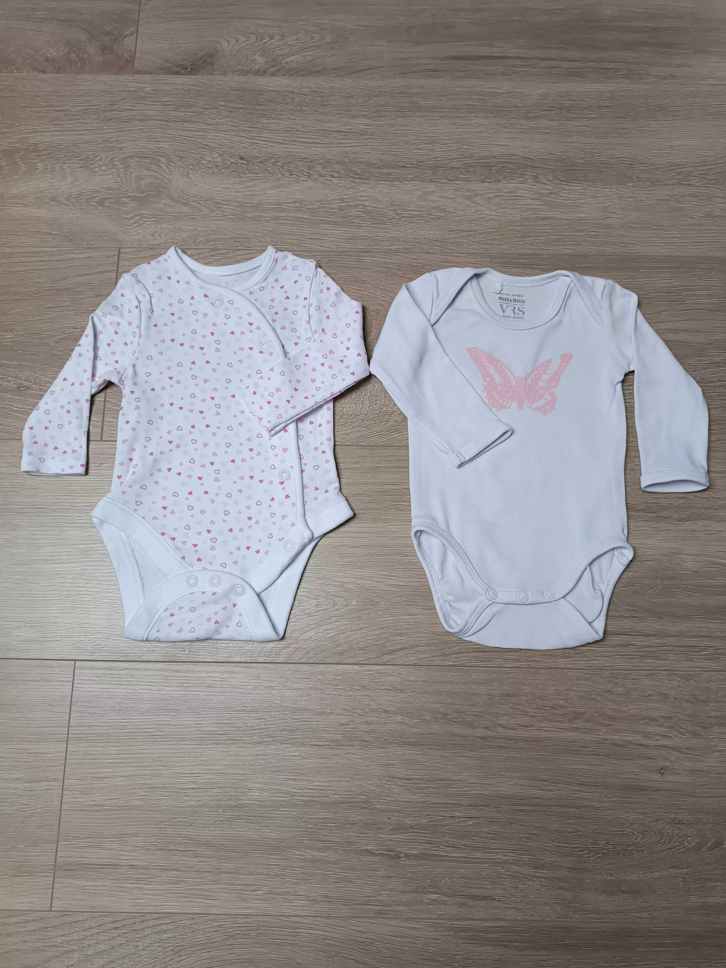 Body długi rękaw x2 białe serduszka motyl 'Early Days' 'VRS' 62
