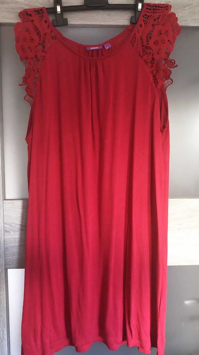 Koszulka nocna w głębokiej czerwieni, nowa, 100% wiskoza