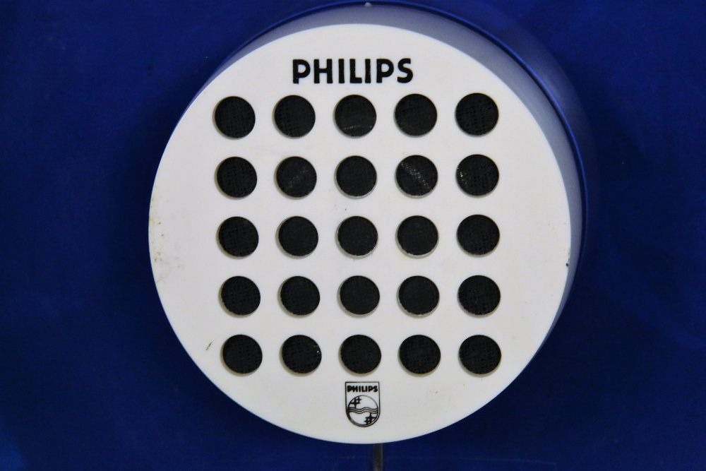 Gira Discos Vintage Portátil Philips 22GF303 Turntable Space Age Azul