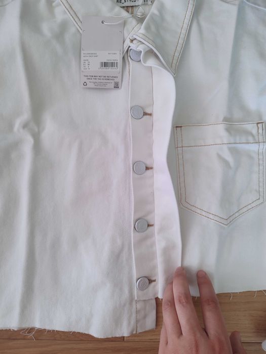 Kurtka jeansowa biała krótka damska r. 38