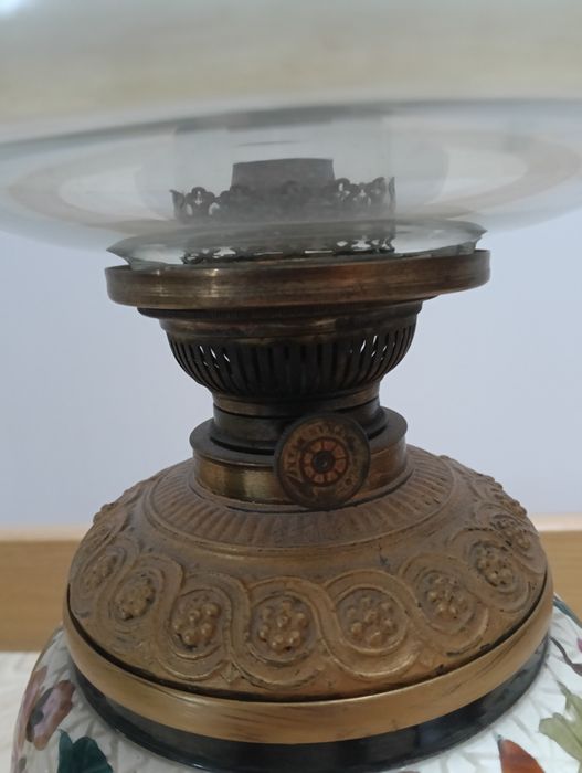Stara majolika lampa naftowa /OKAZJA/