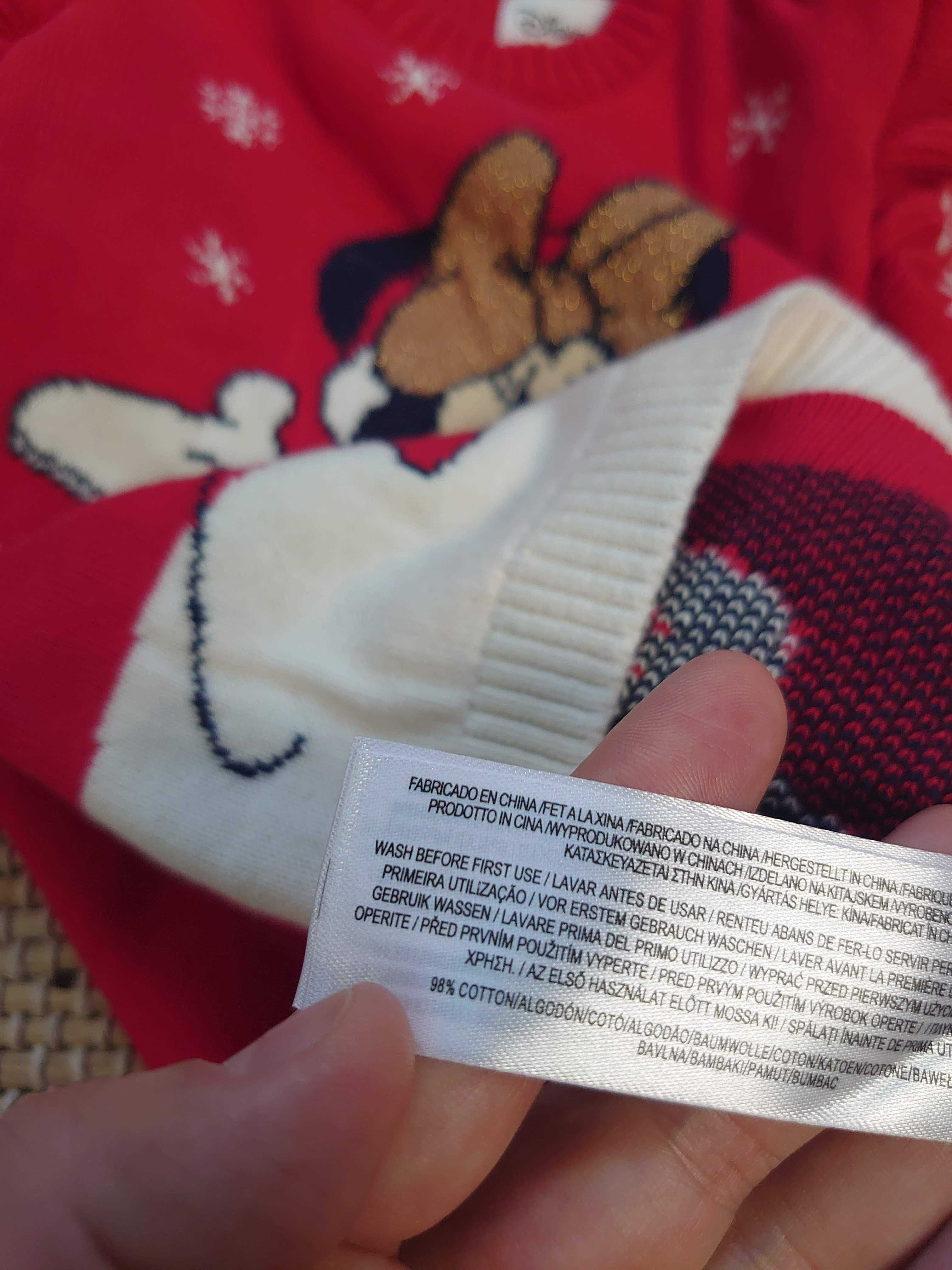 Świąteczny sweter Minnie Mouse Disney Primark 0-3 miesiące 62