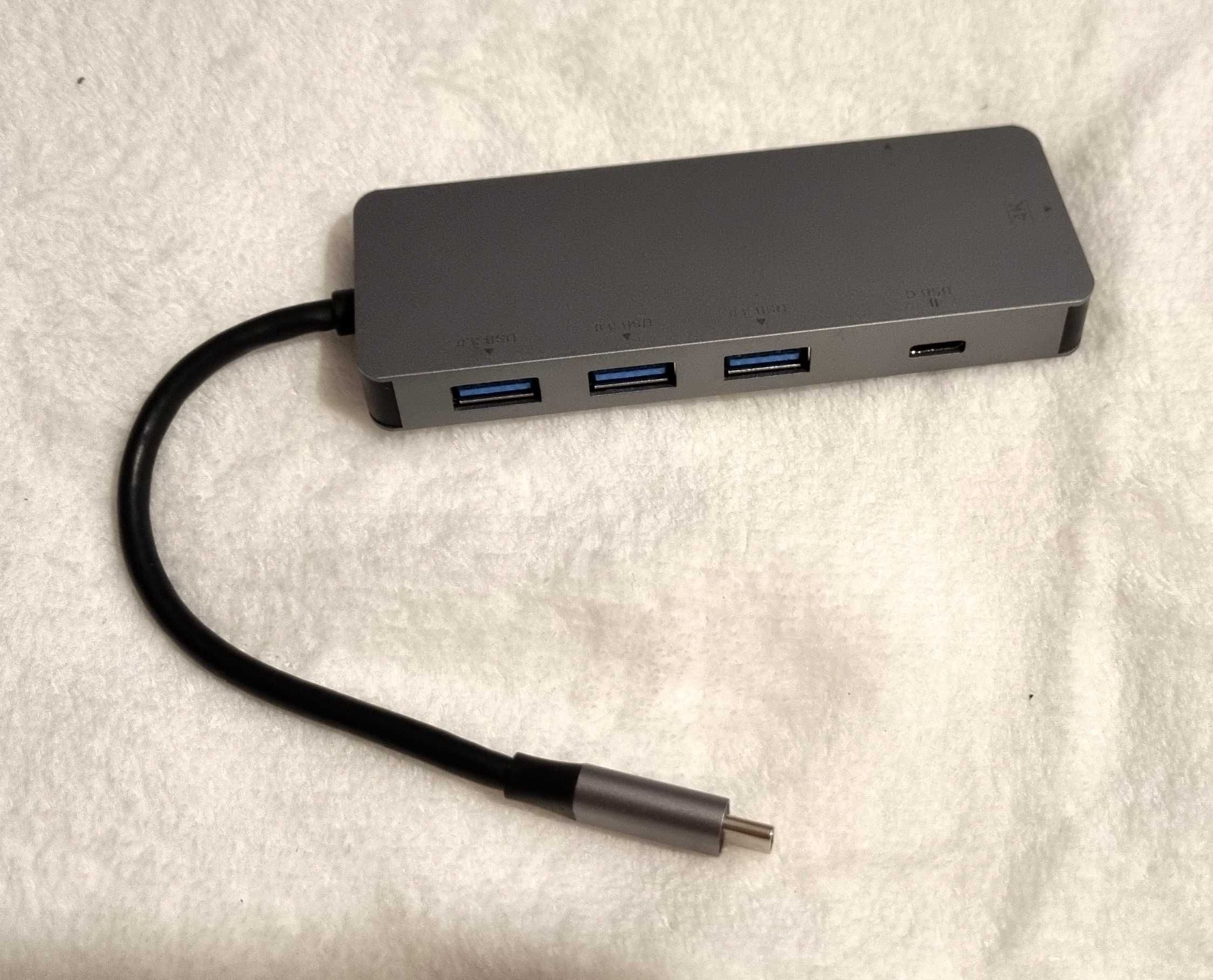 HUB USBC 6 portów HDMI 4K Plug and Play USB-C 3xUSB-A