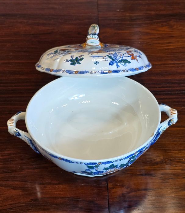 Faiança Francesa Gien Galos e Peónias terrina e prato