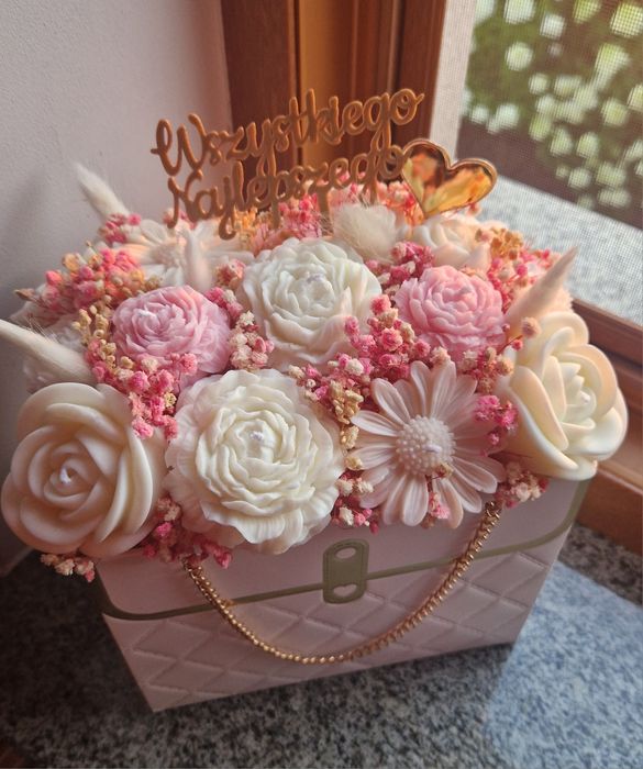 Flower Candle box sojowe świece urodziny ślub  prezent