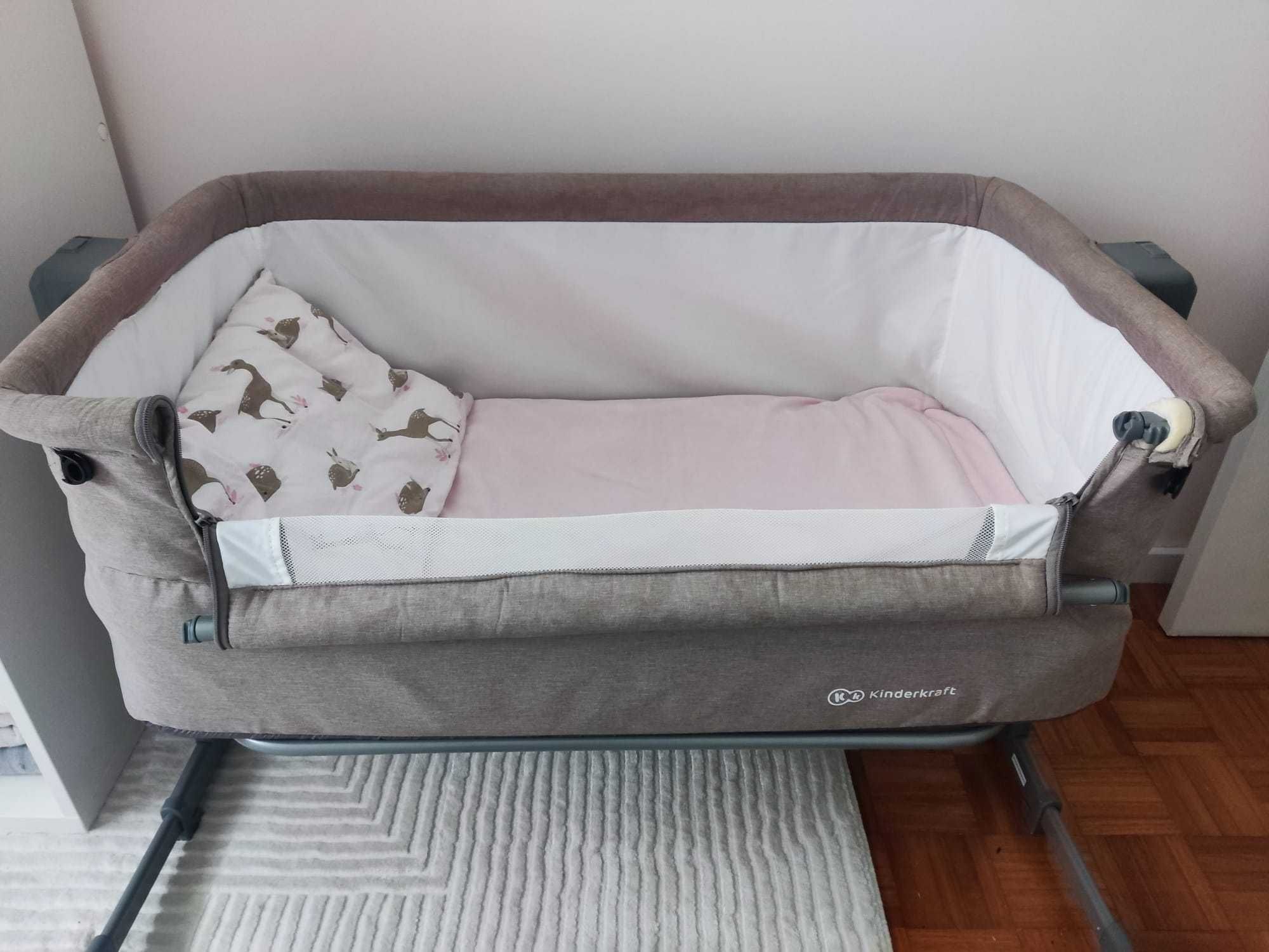 Cama bebé, marsúpio, cadeira de baloiço e extrator de leite elétrico
