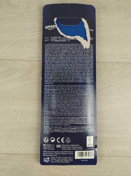 Amazon wkładki żelowe 36–41 codzienne komfort amortyzacja do butów