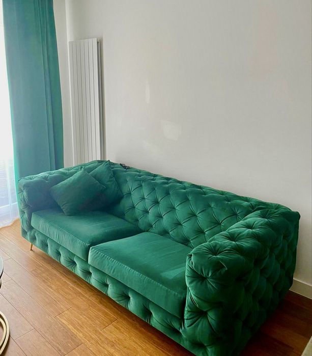 Kanapa 3 osobowa burelkowa zieleń