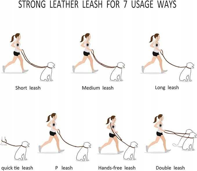 Prawdziwa skóra uchwyt 2w1 smycz dla psów miękka wielofunkcyjne NrD192