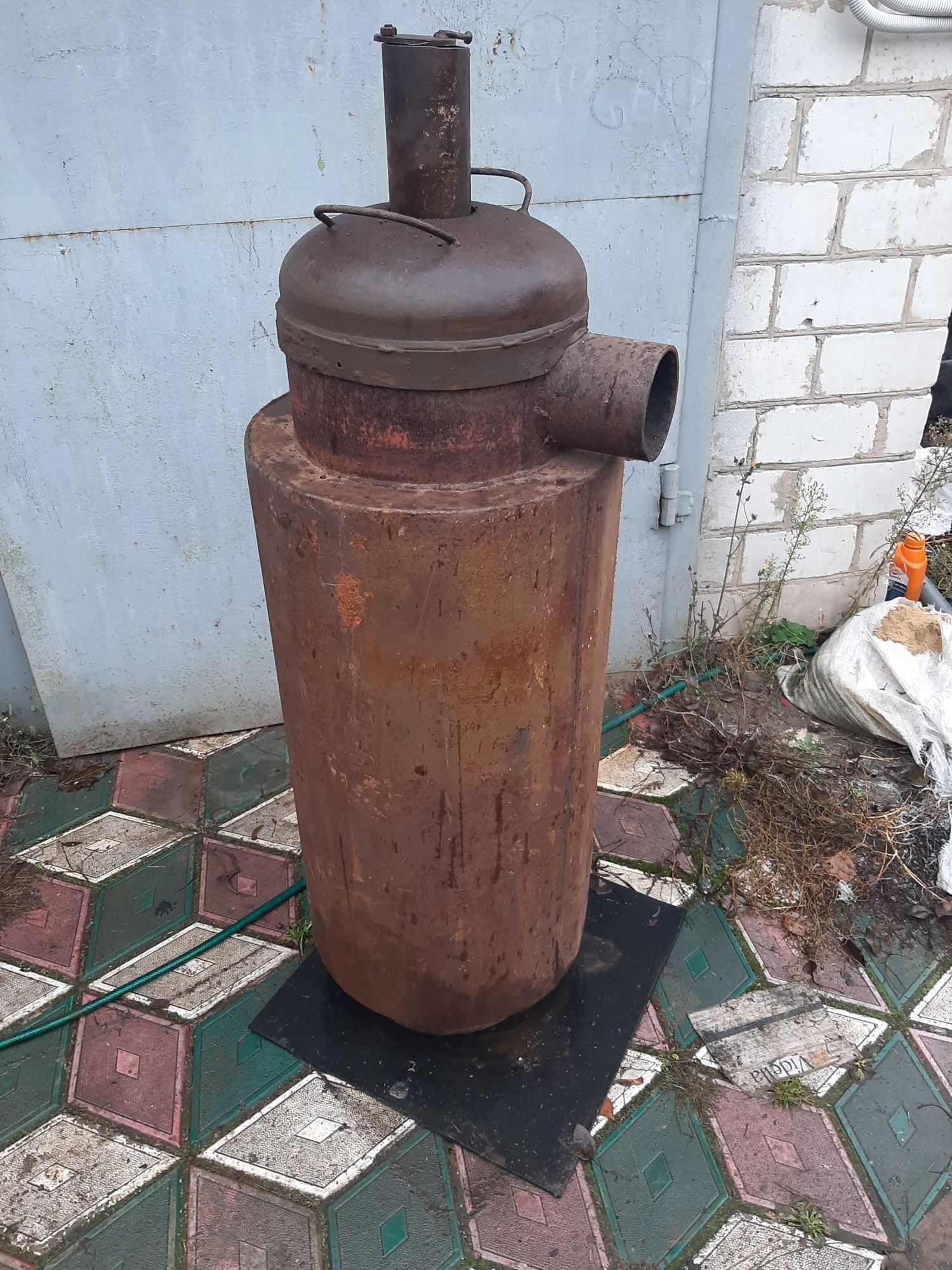 Котел твердотопливный буржуйка бубафоня с водяной рубашкой