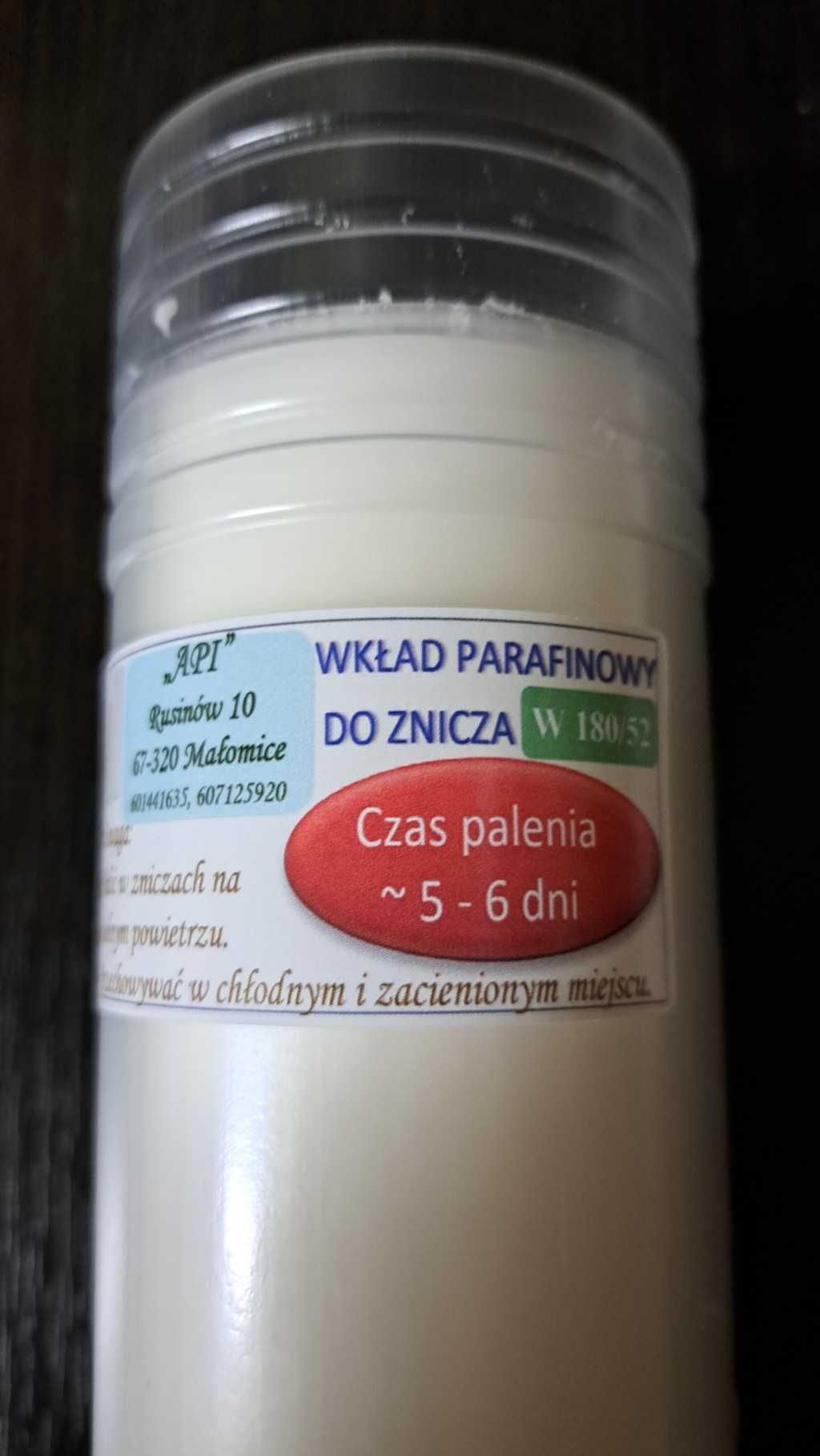 Wkłady do zniczy 180/52 od producenta, 5-6 dni, 24 sztuki