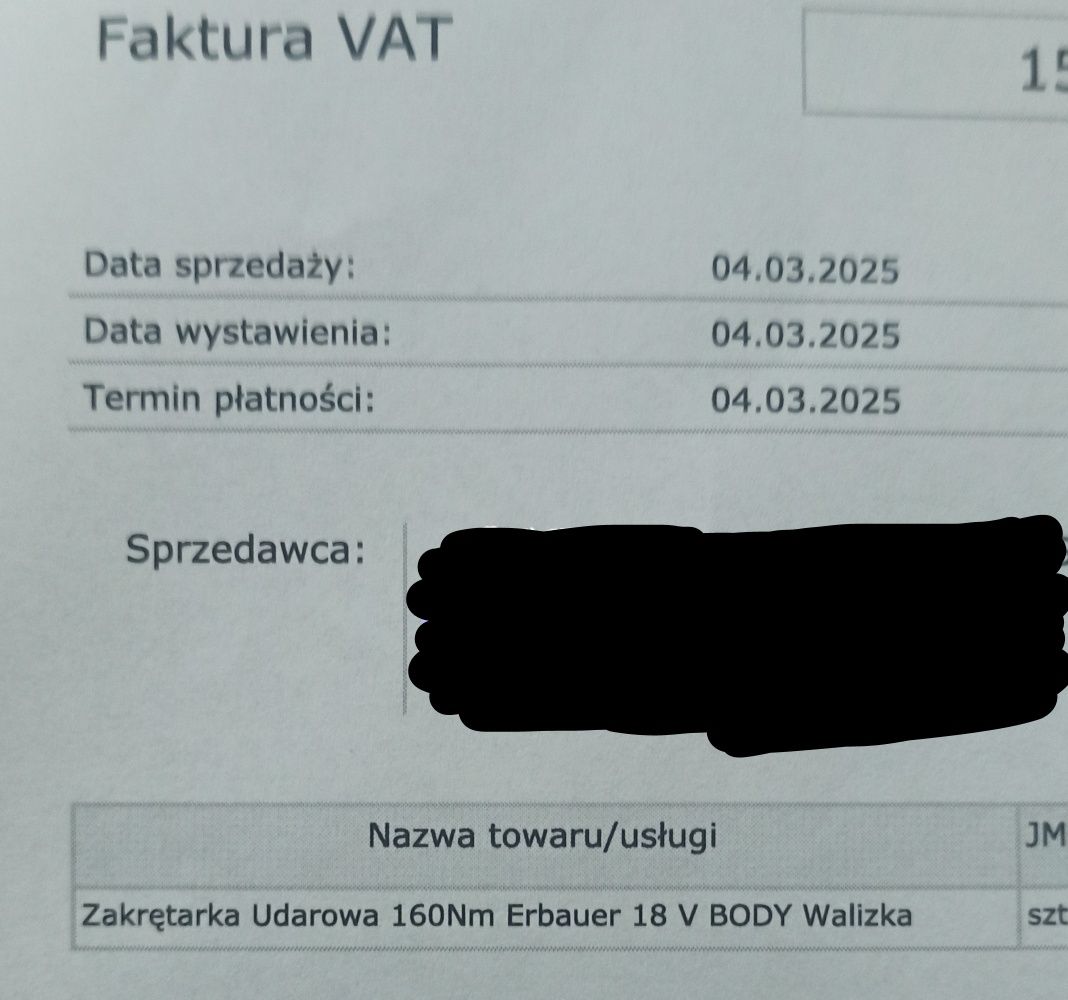 Erbauer nowa zakrętarka body+ walizka, paragon, gwarancja