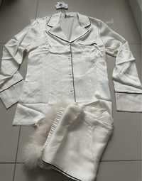 Piżama jedwabna 2 częściowa TWINSET 100% pióra r. S nowa z metką biała