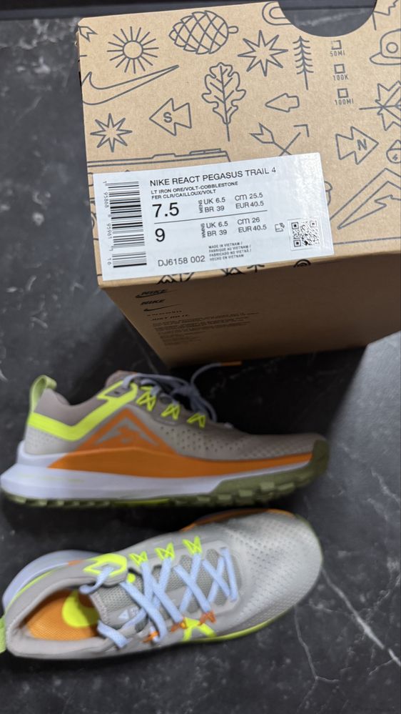 Nike React Pegasus Trail 4 „Cobblestone Volt” r. 40.5, wkładka 25.5 cm