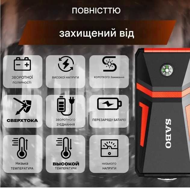 Пусковий зарядний пристрій Бустер для авто SABO А5 Jump Starter 1000A
