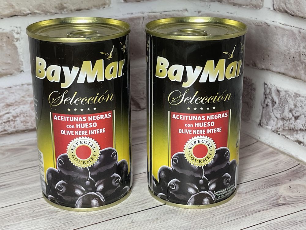 Оливки BayMar  чорні з кісточкою Вага 360 грам