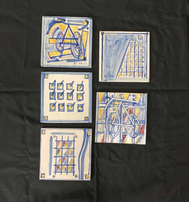 Conjunto 5 azulejos artista Rocha Pinto