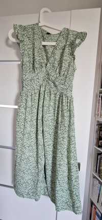 Romatyczna zieloną sukienka midi 36 S